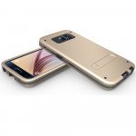 Wholesale Galaxy S6 Strong Armor Hybrid with Stand (Champagne Gold)